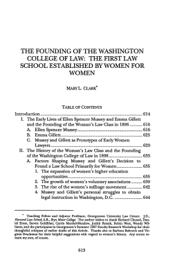 the founding of the washington college of law: the first law school