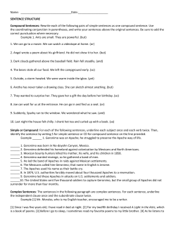 Name: : SENTENCE STRUCTURE Compound Sentences: Rewrite