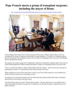 Pope Francis meets a group of transplant surgeons