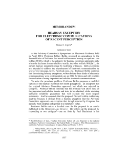 memorandum hearsay exception for electronic communications of