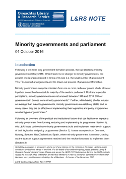 Minority governments and parliament