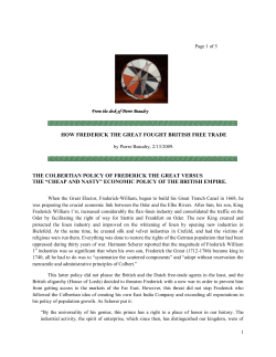 HOW FREDERICK THE GREAT FOUGHT BRITISH FREE TRADE