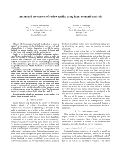 Automated assessment of review quality using latent semantic
