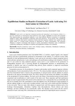 Equilibrium Studies on Reactive Extraction of Lactic Acid