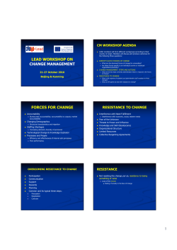 LEAD WORKSHOP ON CHANGE MANAGEMENT FORCES FOR