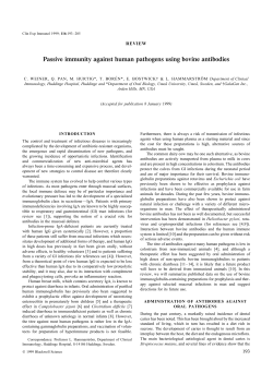 Passive immunity against human pathogens using bovine