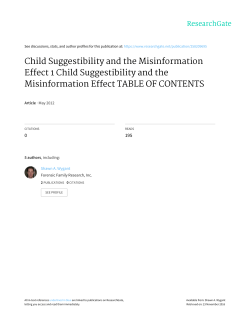 Child Suggestibility and the Misinformation Effect 1 Child