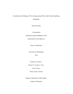 Investment and Challenges: ESL Learning among Older Adult