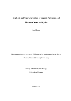 Synthesis and Characterisation of Organic Antimony and Bismuth
