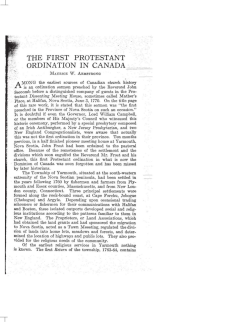 THE FIRST PROTESTANT ORDINATION IN CANADA __