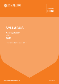 SyllabuS Cambridge IGCSE&reg; latin 0480