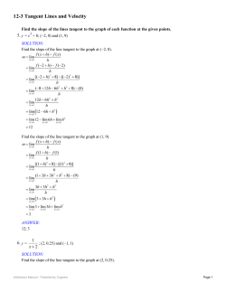 12-3 Tangent Lines and Velocity