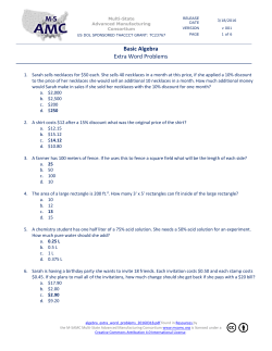 Basic Algebra Extra Word Problems - M-SAMC