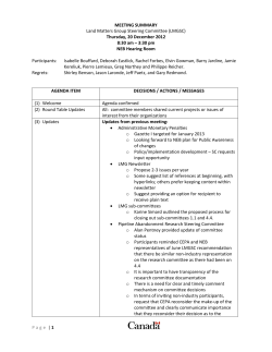 Meeting Summary - 20 December 2012