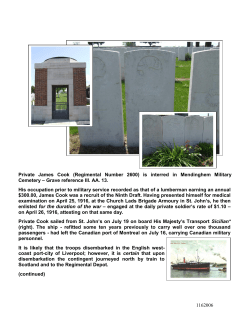 1162006 Private James Cook (Regimental Number