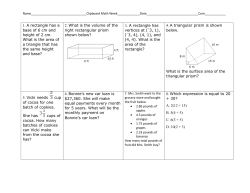 1. A rectangle has a base of 6 cm and height of 2 cm. What is the