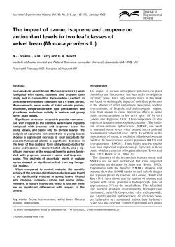 The impact of ozone, isoprene and propene on antioxidant levels in