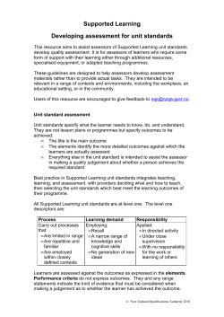 Supported Learning developing assessment guidelines