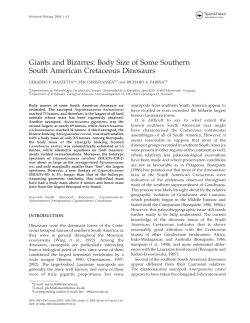 Giants and Bizarres: Body Size of Some Southern South
