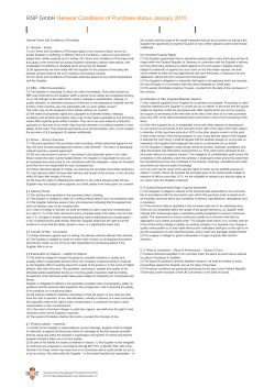 RSP GmbH General Conditions of Purchase status - RSP