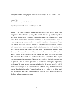 Eastphalian Sovereignty: East Asia`s Principle of the Status Quo