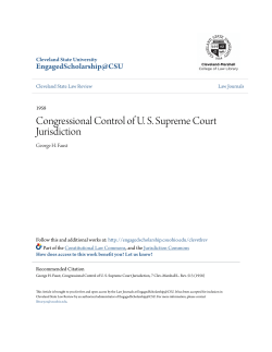 Congressional Control of U. S. Supreme Court Jurisdiction