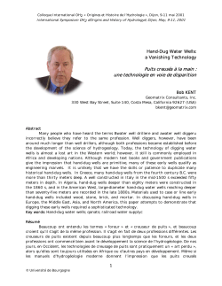 Hand-dug water wells, `A vanishing technology`.