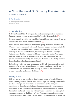 A New Standard On Security Risk Analysis