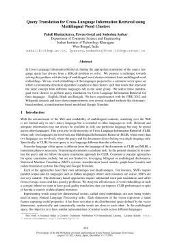 Query Translation for Cross-Language Information Retrieval using
