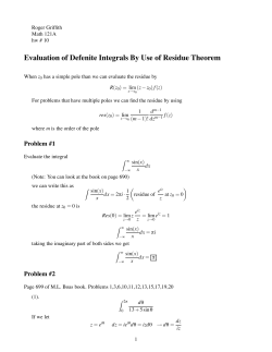 Evaluation of Defenite Integrals By Use of Residue Theorem