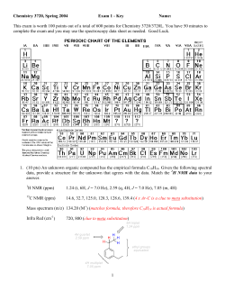 1 Chemistry 3720, Spring 2004 Exam 1