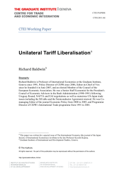 Unilateral Tariff Liberalisation - Graduate Institute of International