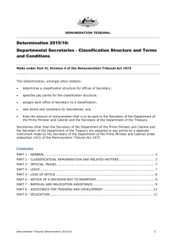 Determination 2015/16: Departmental Secretaries