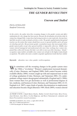 THE GENDER REVOLUTION Uneven and Stalled