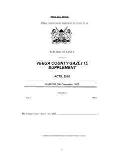 The Vihiga County Finance Act