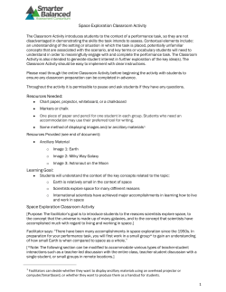 Space Exploration Classroom Activity Resources Needed: Learning