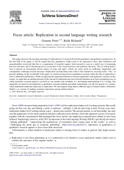 Focus article: Replication in second language writing research