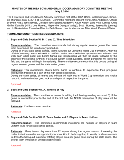 MINUTES OF THE IHSA BOYS AND GIRLS SOCCER ADVISORY