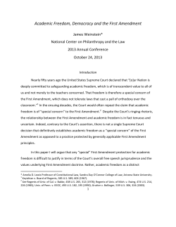 Academic Freedom, Democracy and the First