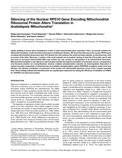 Silencing of the Nuclear RPS10 Gene Encoding