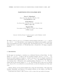 PARTITIONS INTO SUM-FREE SETS Peter F. Blanchard