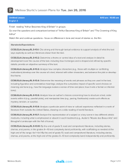 Melissa Sturlic`s Lesson Plans for Tue. Jan 26, 2016