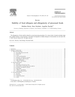 Stability of food allergens and allergenicity of processed