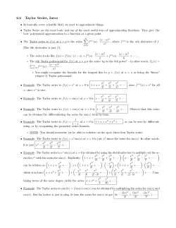 2.5 Taylor Series, Intro