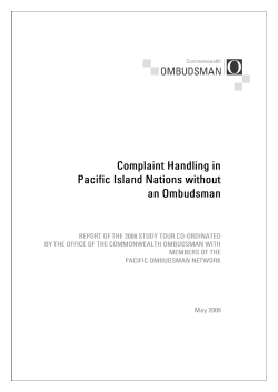 May 2009: Complaint Handling in Pacific Island Nations without an