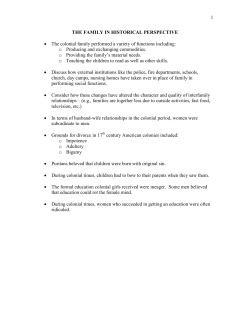 1 THE FAMILY I HISTORICAL PERSPECTIVE • The colonial family