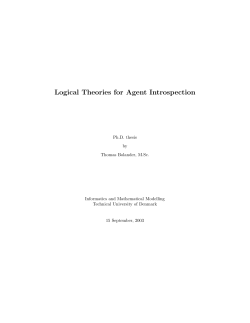 Logical Theories for Agent Introspection