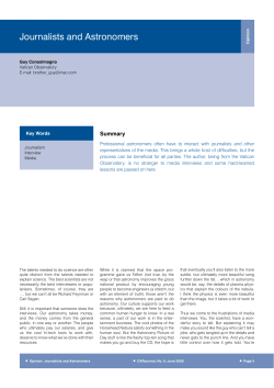 Journalists and Astronomers - Communicating Astronomy with the