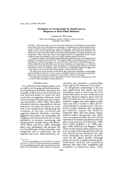 Evolution of Territoriality by Herbivores in Response to Host Plant