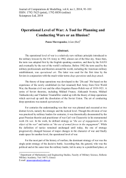 Operational Level of War: A Tool for Planning